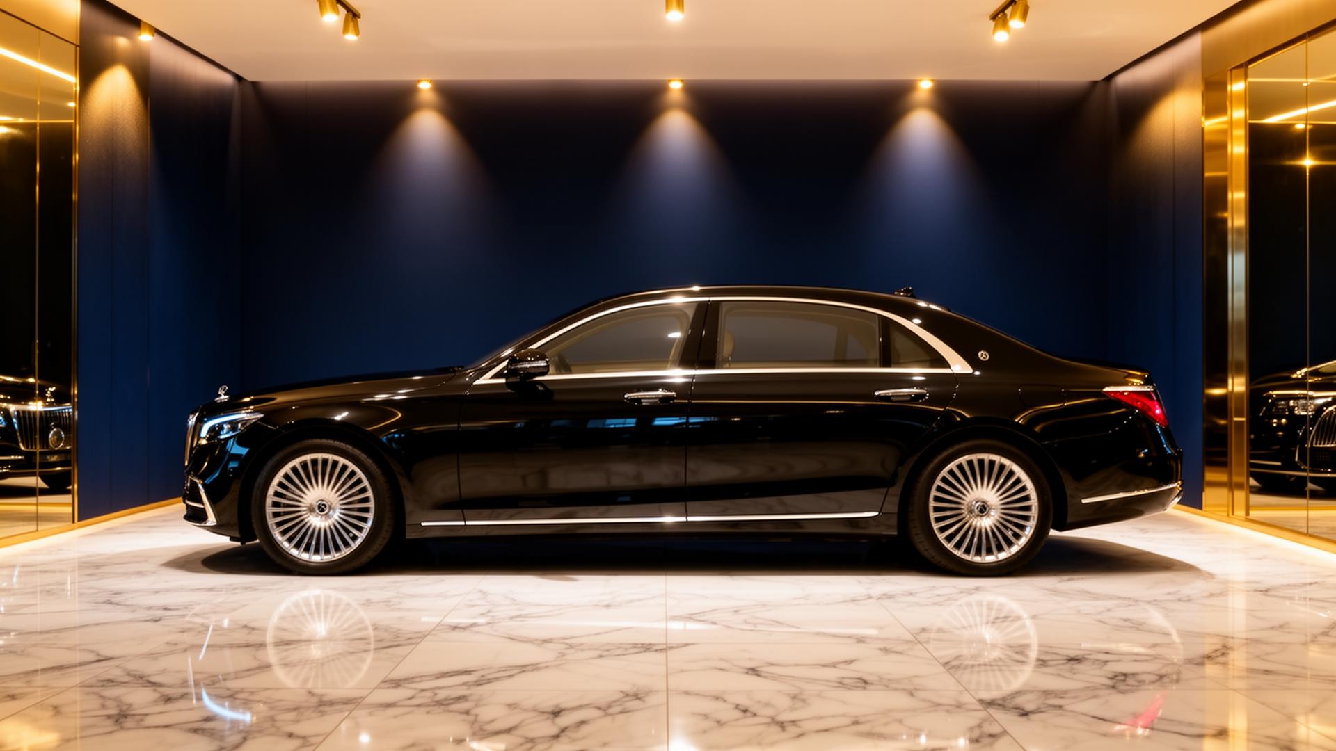 Sedan de luxo em showroom premium
