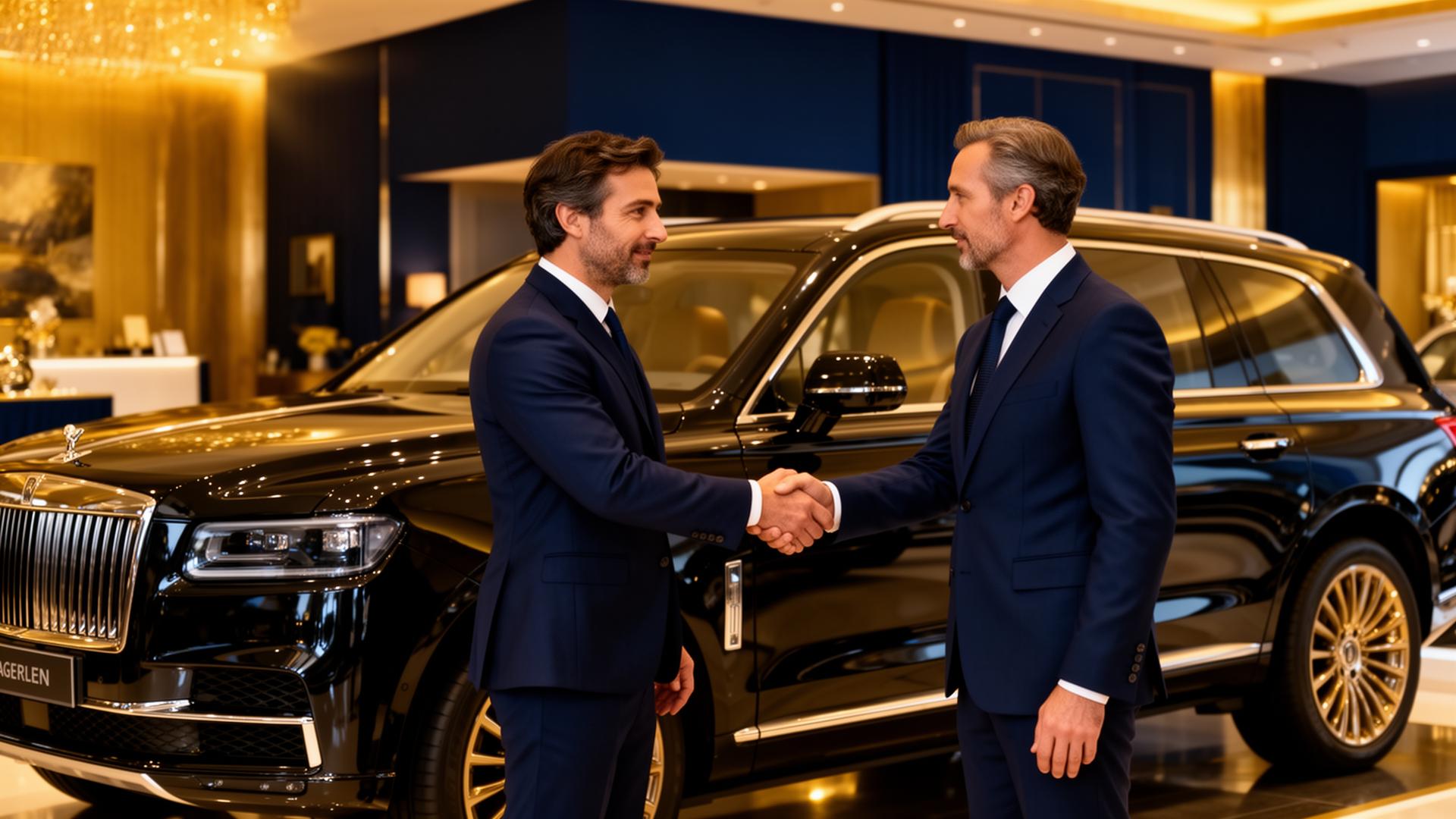 Negociação premium em concessionária de luxo